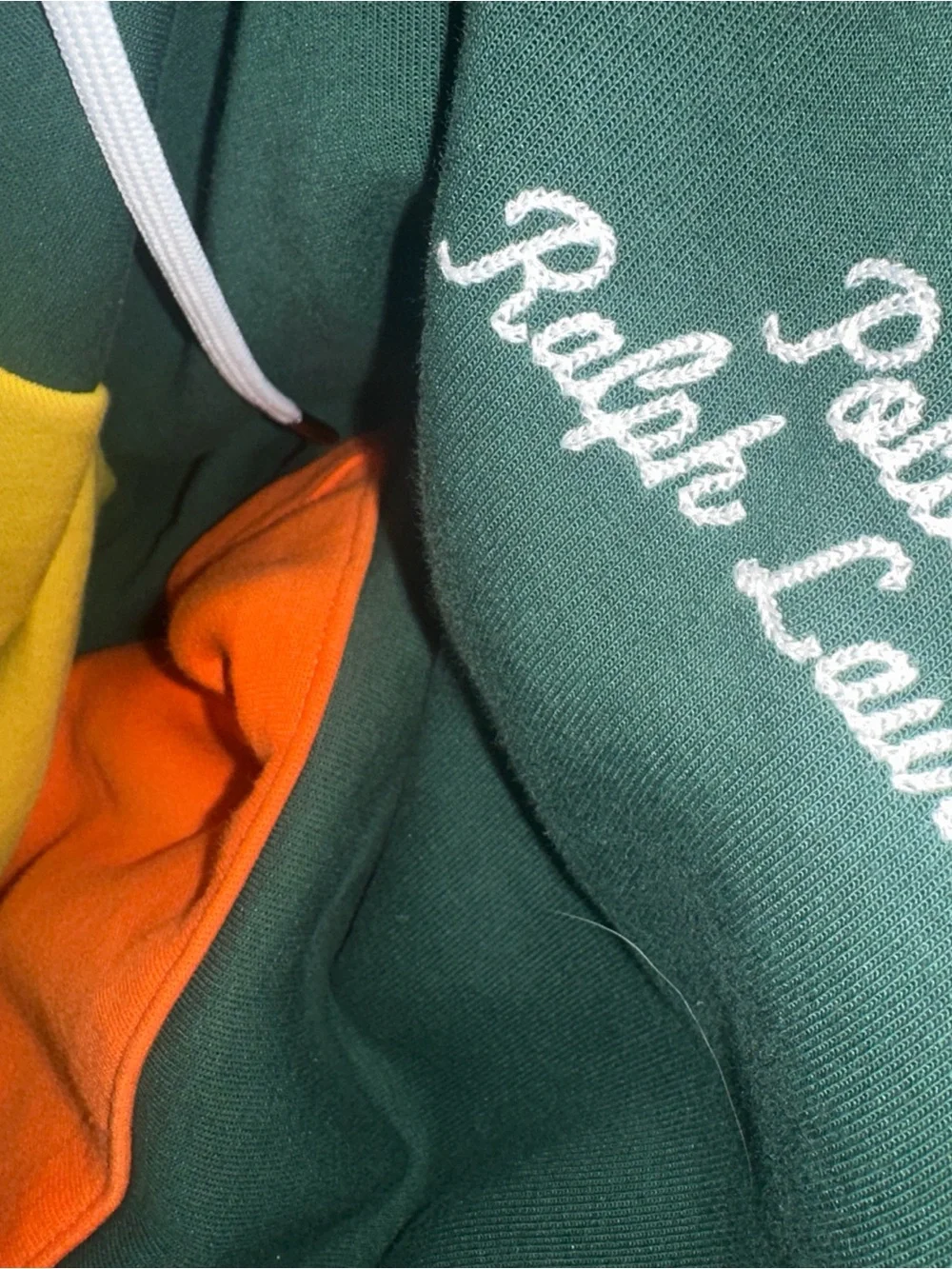 Ralph Lauren Multi-Color Block Hooded Sweatshirt - Green/Yellow/Orange/Navy/Gray